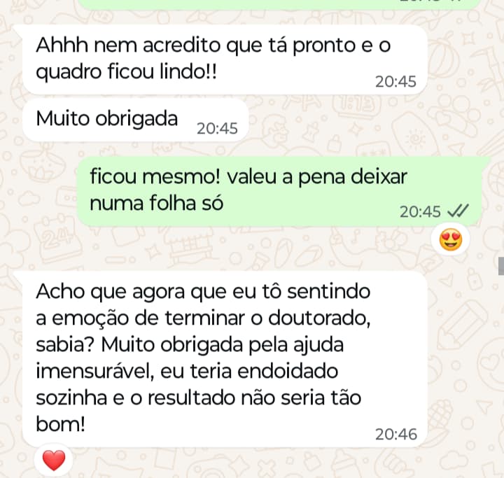 Depoimento WhatsApp - Emoção de terminar doutorado com ajuda