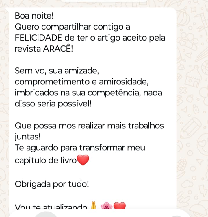 Depoimento WhatsApp - Artigo aceito na revista ARACÊ